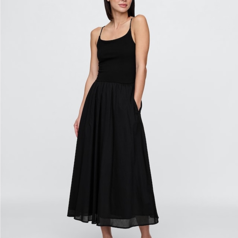 GAP Black Pleated Maxi Dress Cotton